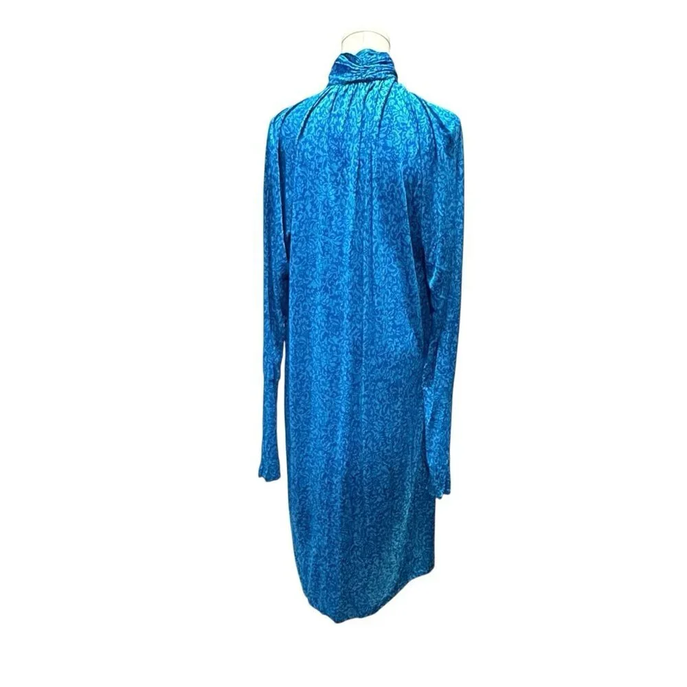 VTG Diane Von Furstenberg Silk Blend Blue Floral Womens Midi Dress Size Large - Picture 4 of 10